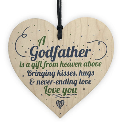Red Ocean Godmother Gift Godfather Gift Thank You Sign Wooden Heart Christening Godparent Gifts from B&Q
