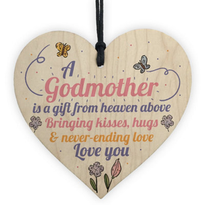 Red Ocean Godmother Asking Gifts Thank You Sign Wooden Heart Christening Godparent Godfather Friendship Gifts from B&Q