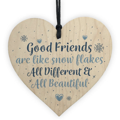 Red Ocean Friendship Gift Friends Are Like Snowflakes Wooden Heart Chic Sign Thank You Birthday Gift For Friend from B&Q