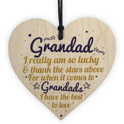 Red Ocean Best Grandad Gifts From Grandchildren Wooden Hanging Heart Grandpa Dad Men Father Birthday Gifts For Him from B&Q