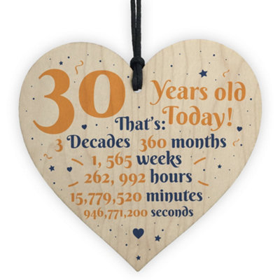 Red Ocean Novelty 30Th Birthday Gift Wooden Hanging Heart Plaque Friendship Gift For Family Sister Brother Keepsake from B&Q