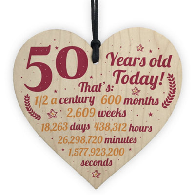 Red Ocean Novelty 50Th Birthday Gift Wooden Hanging Heart Chic Sign Plaque Friendship Gift For Mum Dad Sister Brother Family from B&Q