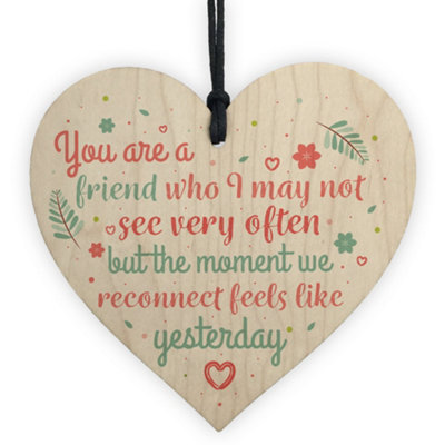 Red Ocean Friendship Best Friend Gift Wooden Hanging Heart Shabby Chic Plaque Birthday Thank You Gift For Her from B&Q