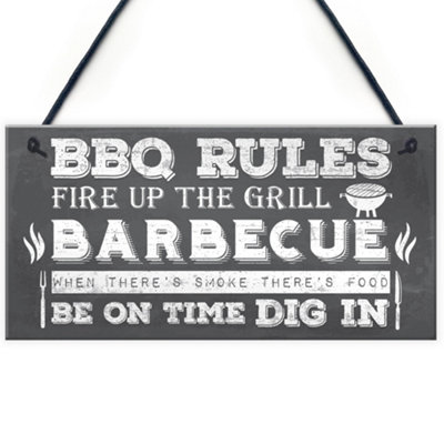 Red Ocean Bbq Barbecue Rules Garden Wall Plaque Pub Bar Home Sign Man Cave Friendship Gift For Him from B&Q
