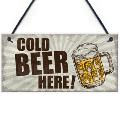 B&Q -  Home Bar Sign Here Bartender Pub Landlord Gift Man Cave Kitchen Plaque Gifts For Men