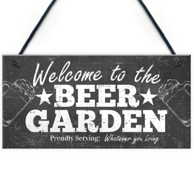 Red Ocean Welcome Sign Garden Signs Hanging Wall Pub Garden Plaques Friendship Gifts from B&Q