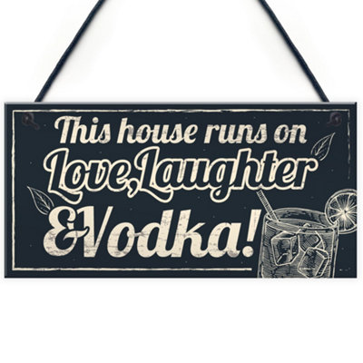 B&Q -  Fun Laughter Vodka Kitchen Plaque Home Bar Pub Sign Friend Gift For Women