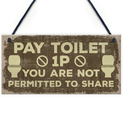 Red Ocean Shabby Chic Bathroom Signs Door Plaque Toilet Bathroom The Loo Funny Home Sign from B&Q