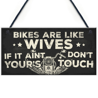 Red Ocean Motorbike Biker Cycle Hanging Plaque Man Cave Garage Workshop Plaque Sign Gift For Dad Grandad Gift from B&Q