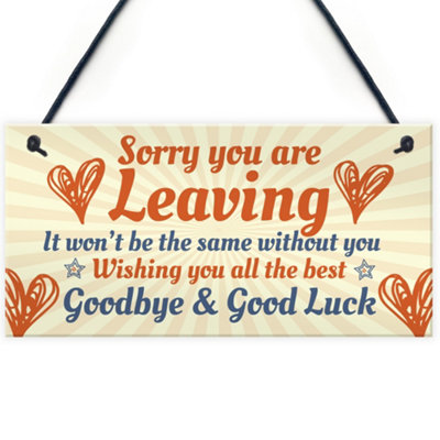 Red Ocean Sorry You're Leaving Boss Friend Colleagues Leaving New Job Gift Hanging Plaque Good Luck Signs from B&Q