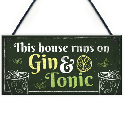 Red Ocean Gin Signs For Garden Shed Summerhouse Funny Party Gift Kitchen Wall Plaque Sign from B&Q