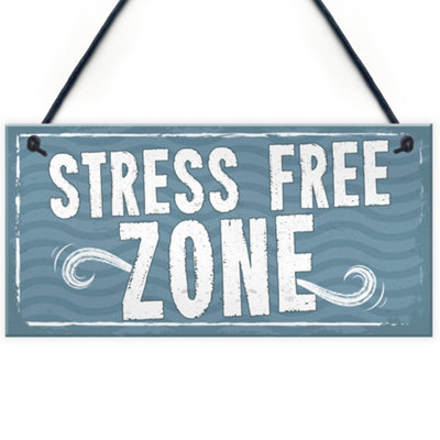 Red Ocean Stress Free Zone Man Cave Shed Summerhouse Sign Hot Tub Home Wall Door Plaque Gift from B&Q