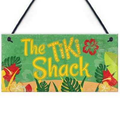 Red Ocean The Tiki Shack Hanging Bar Pub Plaque Cocktails Beach Decoration Sign Friendship Gift from B&Q
