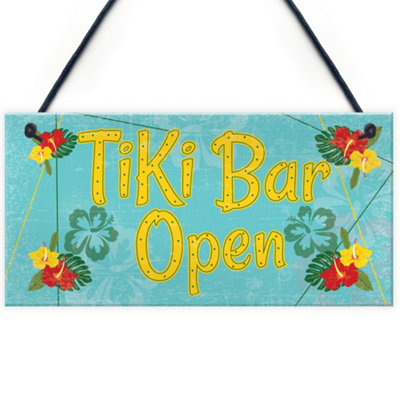 Red Ocean Tiki Bar Open Hanging Bar Pub Plaque Cocktails Beach Decoration Sign Friendship Gift from B&Q