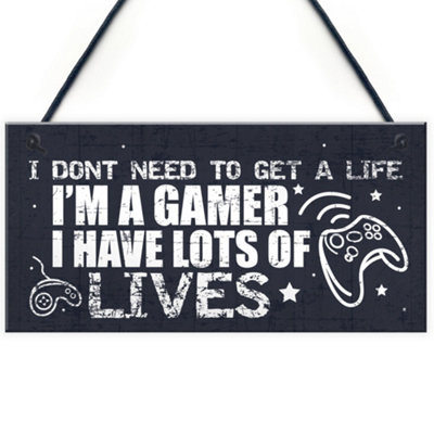 Red Ocean I Don't Need To Get A Life I'm A Gamer Bedroom Accessories Funny Novelty Hanging Door Plaque Birthay Son Dad Gift from B&Q