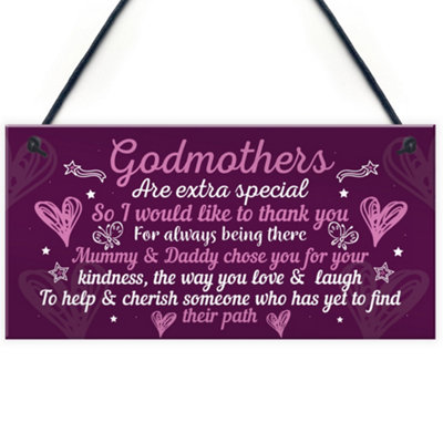 Red Ocean Godmother Gifts For Christmas Godparent Christening Friendship Thank You Gifts Keepsake Hanging Plaque from B&Q