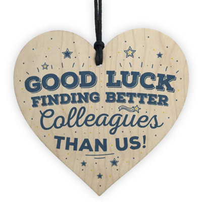 Red Ocean Good Luck Colleague Leaving Work Job Gift Handmade Wooden Heart Sign Friendship Thank You Gift from B&Q
