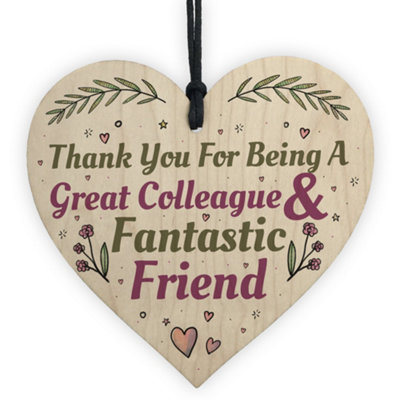 Red Ocean Great Colleague Friend Handmade Wooden Heart Sign Novelty Friendship Gift Leaving Job Thank You Gift from B&Q