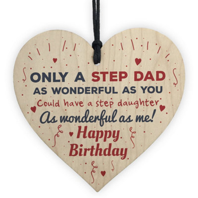 Red Ocean Stepdad Gifts Dad Birthday Gift Thank You Wood Heart Sign Gift For Him Daughter Son Present from B&Q