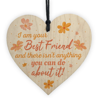 B&Q -  Best Friend Friendship Chic Plaque Thank You Handmade Wooden Hanging Heart Gift For Friend Keepsake
