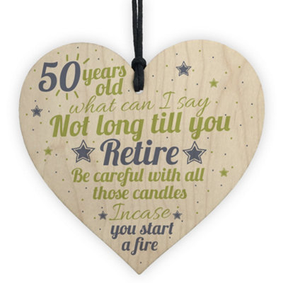 Red Ocean Funny 50Th Birthday Gift Handmade Wooden Heart Plaque 50 For Dad Mum Sister Friend Sign Keepsake from B&Q