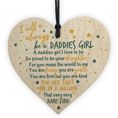 Red Ocean Daddy's Girl Wooden Heart Plaque Fathers Day Dad Daddy Gift For Him Daughter Son Thank You Sign from B&Q