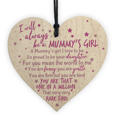 Red Ocean Mum Gifts Mummys Girl Wooden Handmade Heart Plaque Cute Mums Sign Daughter Baby Bump Gifts New from B&Q