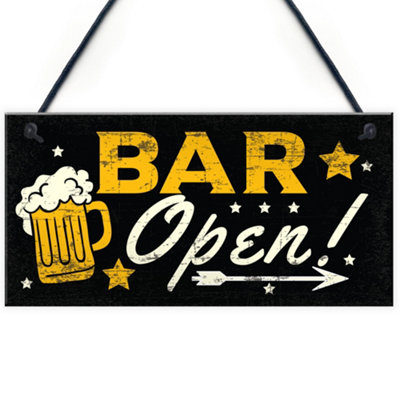 Red Ocean Bar Open Sign Vodka Plaque Garden Shed Pub Bar Man Cave Sign Friendship Gift from B&Q