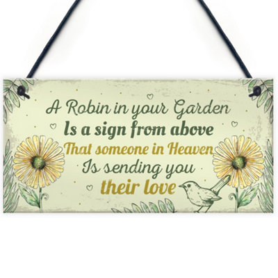 Red Ocean Robin Memorial Garden Bereavement Sign Family Love Hanging Plaque Grave Christmas Gift from B&Q
