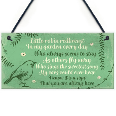 Red Ocean Robin Redbreast Memorial Bereavement Plaque Garden Grave Shed Sign Xmas Family Gift from B&Q