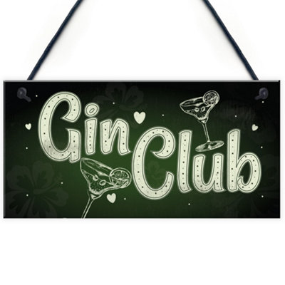 Red Ocean Gin Club Gin Tonic Gin Sign Garden Shed Home Bar Pub Kitchen Plaque Friendship Gift from B&Q