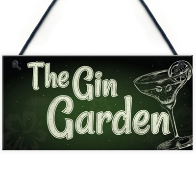 Red Ocean The Gin Garden Gin Tonic Sign Garden Shed Home Bar Pub Kitchen Plaque Friendship Gift from B&Q