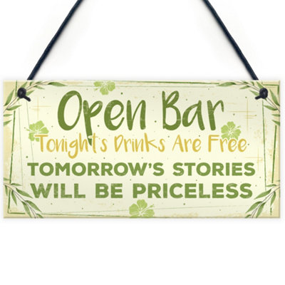 Red Ocean Open Tiki Bar Signs Home Garden Bar Plaque Pub Kitchen Man Cave Sign Friendship Gift from B&Q