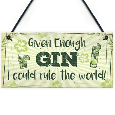 Red Ocean Funny Gin Sign Gin And Tonic Gift Man Cave Home Bar Kitchen Plaque Pub Sign Friend Gift from B&Q