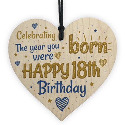 Red Ocean Handmade 18Th Birthday Wooden Heart Chic Sign Card Friendship Thank You Brother Sister Gift from B&Q