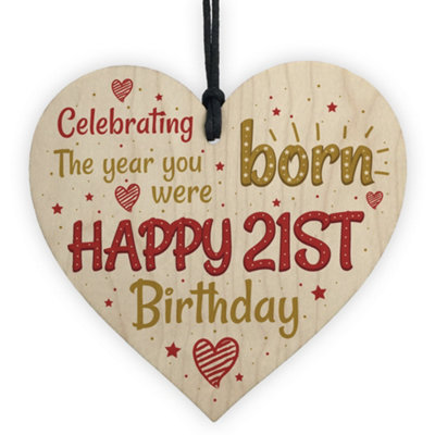 Red Ocean Novelty 21St Birthday Gift Heart Wooden Chic Plaque Friendship Brother Sister Son Daughter Keepsake Thank You from B&Q