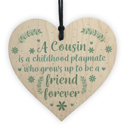 Red Ocean Cousin Friendship Gift Wooden Heart Chic Plaque Keepsake Birthday Thank You Present Gift For Girls from B&Q