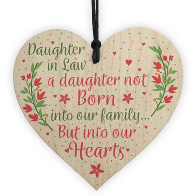 Red Ocean Son And Daughter In Law Wedding Day Birthday Christmas Gifts Wood Heart Plaque Mum Daughter from B&Q