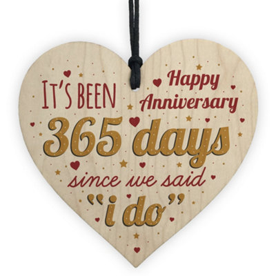 Red Ocean Happy Anniversary 1St Wedding Anniversary Gift Wooden Heart Gift For Her Husband Wife from B&Q