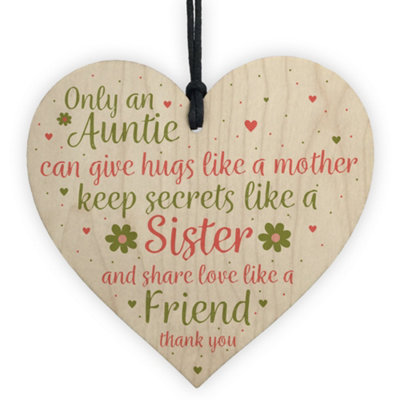 Red Ocean Special Auntie Sister Gift Handmade Wooden Heart Birthday Plaque Friendship Gift Best Friend Sign from B&Q