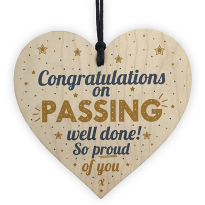 B&Q -  Congratulations You Passed Wooden Heart University Colleague Exam Graduation Gift