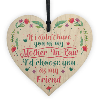 Red Ocean Mother In Law Friendship Birthday Thank You Gift Handmade Wood Heart Sign Plaque Keepsake from B&Q