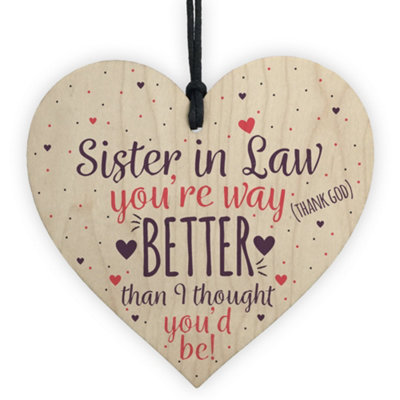 Red Ocean Handmade Special Sister In Law Gift Wooden Heart Plaque Friendship Keepsake Gift Birthday Thank You Sign from B&Q