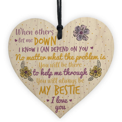 Red Ocean Bestie Best Friend Friends Plaque Wooden Heart Birthday Thank You Mum Daughter Gift from B&Q