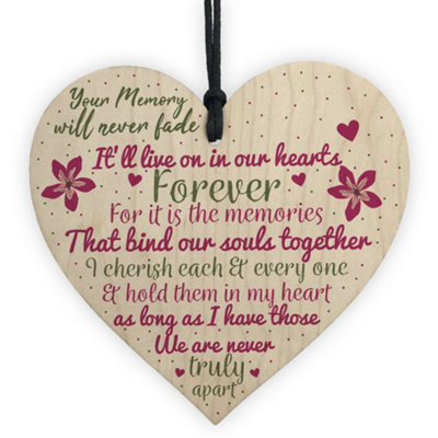 Red Ocean Wooden Heart Keepsake Memorial Plaques For Mum Dad Nan Grandad Friend Gifts from B&Q
