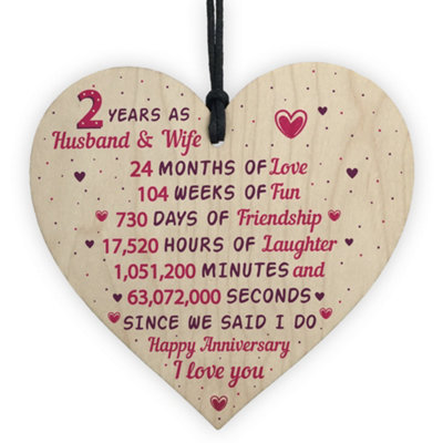 Red Ocean 2Nd Wedding Anniversary Gift Wooden Heart Cotton Second Wedding Anniversary Gift For Her from B&Q