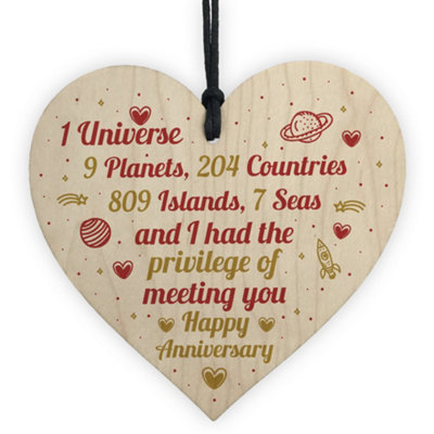 Red Ocean Happy Anniversary Gift 1St 2Nd 3Rd 4Th 5Th 10Th 25Th 50Th Anniversary Handmade Wooden Heart Plaque Gift For Her from B&Q