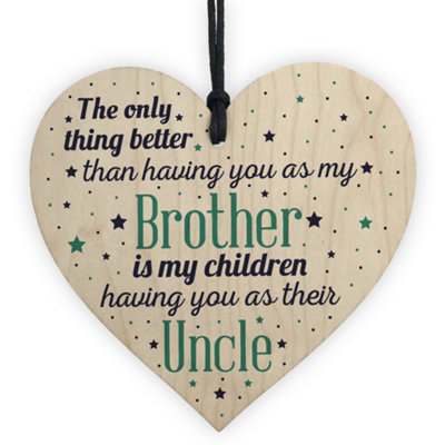 B&Q -  Best Uncle Gifts For Birthday Wood Heart Christmas Presents Uncle Brother Plaque Niece Nephew Keepsake