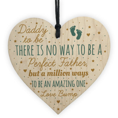 Red Ocean Daddy Dad To Be Present From Bump Baby Shower Wooden Heart Plaque Decoration Gift Keepsake from B&Q