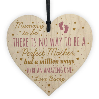 Red Ocean Mummy Mum To Be Present From Bump Baby Shower Wooden Heart Plaque Decoration Gift Keepsake from B&Q